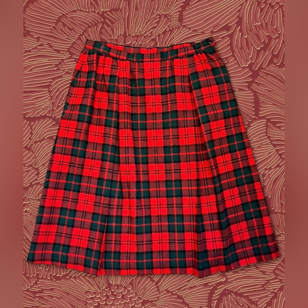 Vintage Pendleton Virgin Wool Plaid Midi Skirt